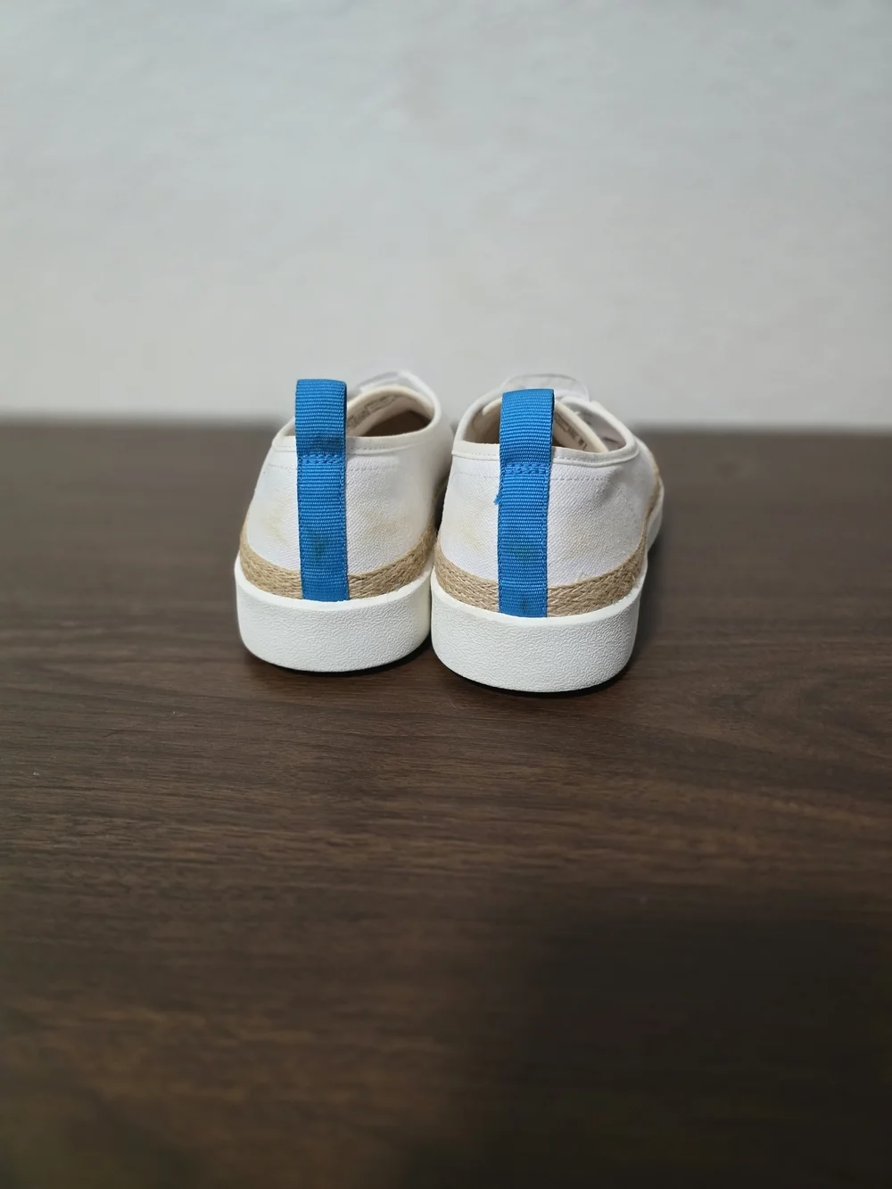 Vionic White Canvas Espadrille Sneakers with Blue Accents